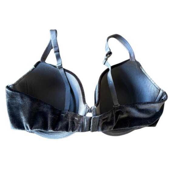 Elegant Velvet Lace Bra with lace overlay, full coverage / 38 D / Black - Picture 5 of 7